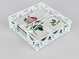  Formano 594570 Servietten-Ständer 20x20cm mit Schmetterling-Motiv aus weissem Metall gefertigt, glänzend lackiert und mit filigranem Durchbbruch verziert