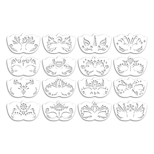 Plantillas Para Pintura Facial | 16 Piezas Plantillas Faciales Para Pintar | Multiusos Lavable Para Fiestas Carnavales Eventos