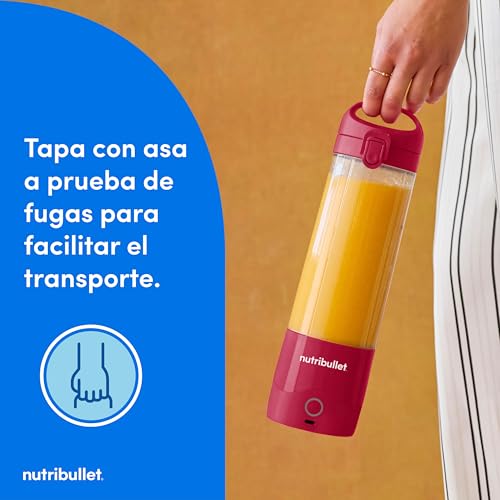 Miniatura 4 de Nutribullet Tritan Batidora Portátil Y Ligera Sin Bpa De 475, Ml Minibatidora Con Cuchilla De Acero Inoxidable De 4 Puntas, Batidora Multifunción, Cargador Usb-C, Más De 15 Ciclos De Batido
