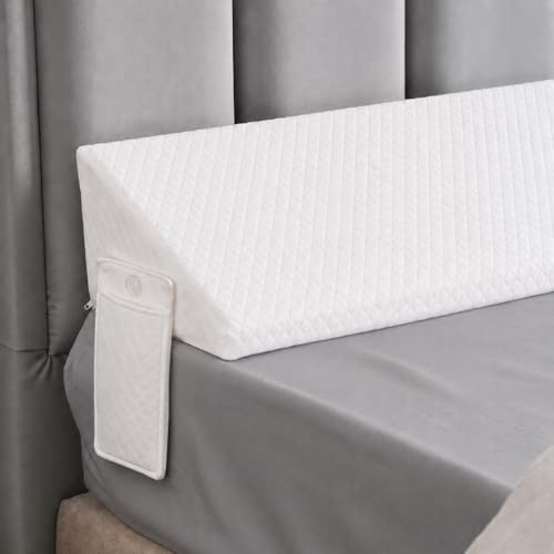 Queen Size Wedge Pillow Headboard Gap Bed Crack Filler Triangle Nora Pillows Long Plus Gap(0-8) Between Mattress and Headboards for Dorm Sleeping Backest Room Accessories Apartment Must Haves White