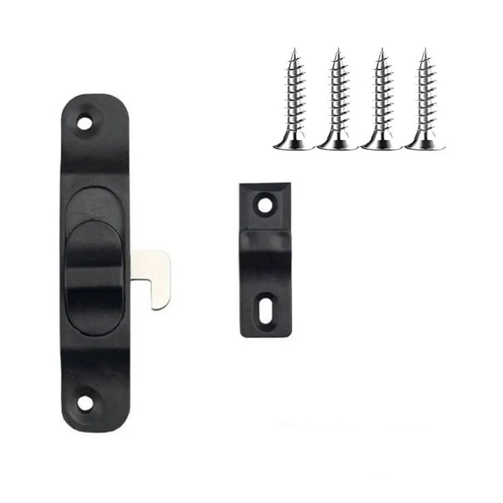 Pawuniscript Black 4Pcs Sliding Panel Lock Heavy Duty Security Latch For Wood Doors(Black)