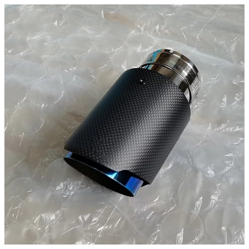 Embout d'échappement universel anti-corrosion en inox bleu mat et carbone 54-89mm