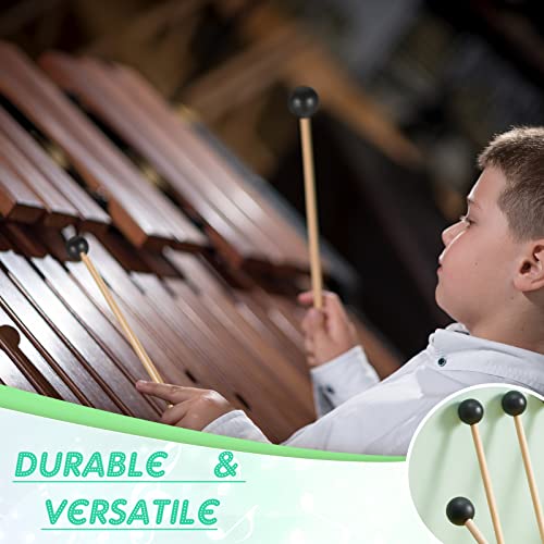 Boao 6 Pcs Rubber Mallet Percussion Xylophone Bell Mallets Glockenspiel Sticks Drum Stick Mallet With Wood Handle Rubber Mallet Percussion Instrument Kit For Gong Woodblock Drum Bells (Black) #TOP3