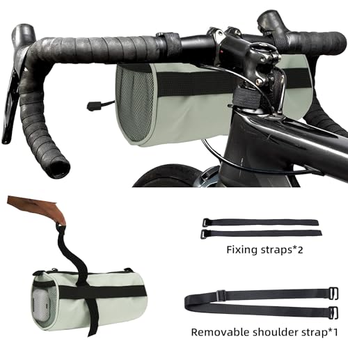 RidingRush Waterproof Bike Handlebar Bag, Nylon Bicycle Handlebar Bag with Side Pockets & Elastic Band for Commuting, Travel & Daily Cycling (Green)