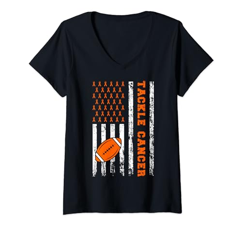 Tackle Football Ruban orange pour sensibilisation au cancer du rein pour enfant garçon T-Shirt avec Col en V