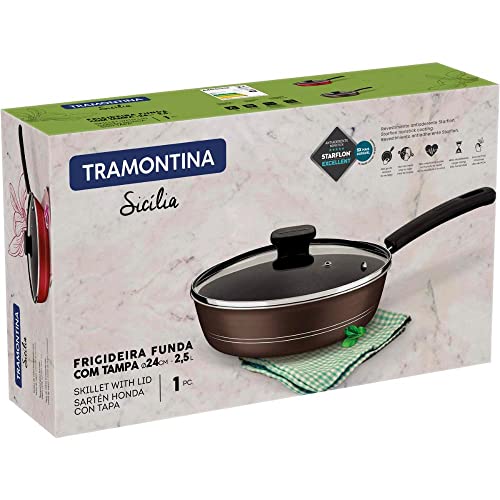 Frigideira Funda Tramontina com Tampa Sicília em Alumínio com Revestimento Interno e Externo em Anti