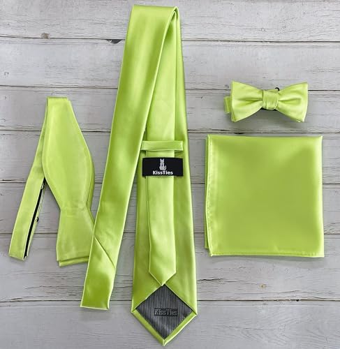 Image of KissTies 6PCS Satin Pocket Square Plain Color Handkerchief Gift Set