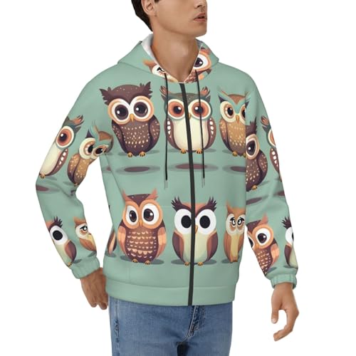 Sweat à capuche hibou homme chaud et zippé contre le froid