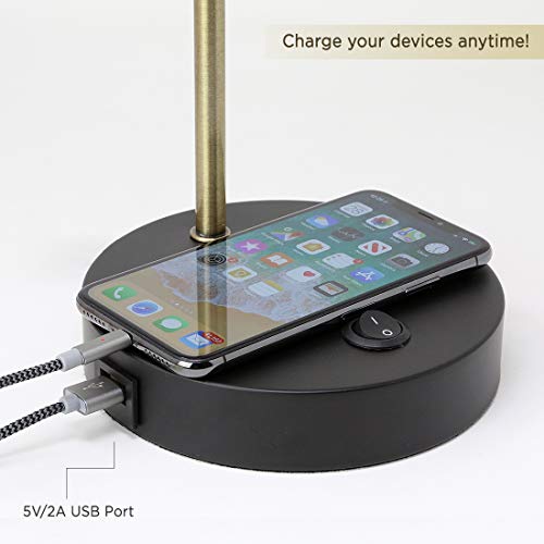 Image of O'Bright LED Desk Lamp with USB Charging Port, Metal Lamp, Flexible Swivel Arms, Soft White LED Reading Light (3000K), Bedside Reading Lamp, Office Lamp, Table Lamp, ETL Listed (Piano Lamp - Black)