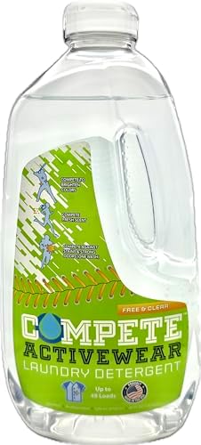 Compete Activewear Laundry Detergent (Free and Clear, 48 oz.) - Sports Performance and Activewear Detergent for Workout Clothes/Apparel - Athletic Uniforms.
