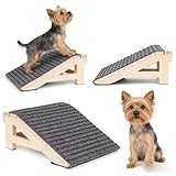 2-Pack Dog Ramp Stairs for Pets ups to 170lbs, Durable Anti-Slip Carpet Surface, Wooden Low-Angled Pet Ramp Assist for Injured & Aged Pets, Stairs Ramp for Small Dogs, No Assembly（Natural Solid Wood）