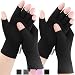 2 Pairs Compression Arthritis Gloves, Fingerless Gloves for Women Rheumatoid & Osteoarthritis - Joint Pain and Carpel Tunnel Relief Hand Gloves for Men (Black, Medium-2 Pairs)