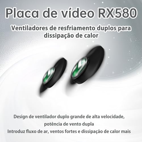 maxsun Placa de Vídeo AMD Radeon RX580 8GB, placa de vídeo de 2048 SP GDDR5 de 256 bits para jogos d