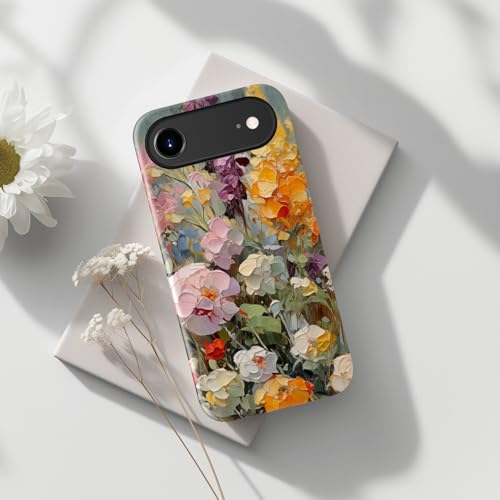Image of Goodon for iPhone Air Case Cute - Wireless Charging Compatible - Dual-Layer Hard Shell + Silicone Cover - Protective Phone Case with Trendy Designs for Women - Oil Painting Flowers | Dual-Layer Hard Shell + Silicone, Slim Fit Protective Phone Cover with Wildflower Designs for Women Girls