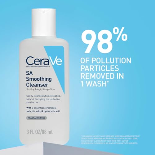 Image of CeraVe SA Smoothing Cleanser For Dry, Rough, Bumpy and Acne-Prone Skin, contains Salicylic Acid with no harsh microbeads, Dermatologist Recommended Face wash, 88ml