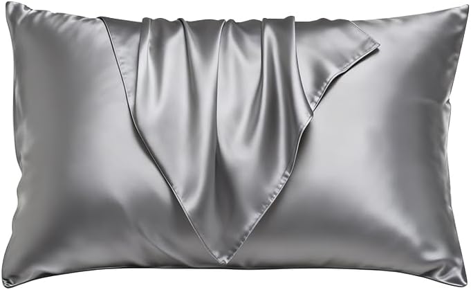 Satin Pillowcase Silkly Pillow Cases Soft Smooth 2 Pack Standard Size Queen Size Set of 2 Pillow Covers for Sleeping White