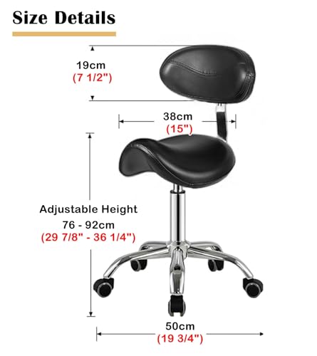 Image of Extra Tall Saddle Chair for Standing Desk, Home Office Ergonomic Chair 30 inch - 36 inch Adjustable Height, Gas Rise Saddle Stool with Wheels & Back Support(Black)