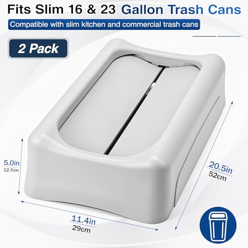 Image of Maxdot 2 Pcs Recycle Bin Swing Lids for 23 Gallon Slim Trash Can Plastic Recycling Trash Can Lids, Garbage Waste Sorting Lid for Kitchen Classroom Office Outdoor
