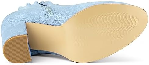 Allegra K Women's Ruffle Block Heel Sky Blue Ankle Boots 9.5 M US | Image 5