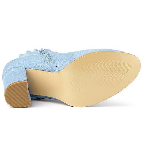 Allegra K Allegra K Women's Ruffle Block Heel Sky Blue Ankle Boots 7.5 M US