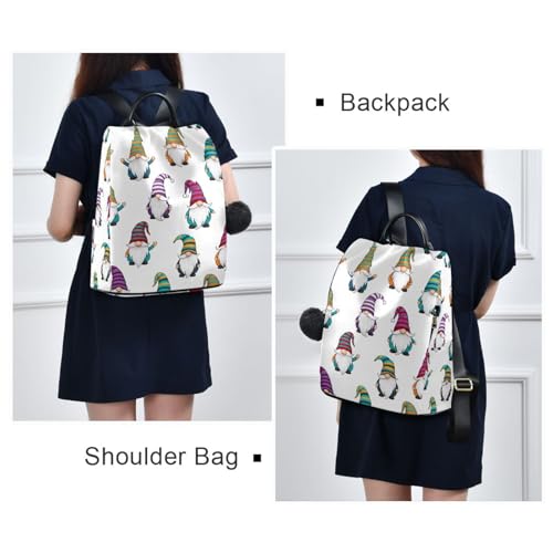 Mochila antirrobo de rayas para mujer Gnomes con pompón 7