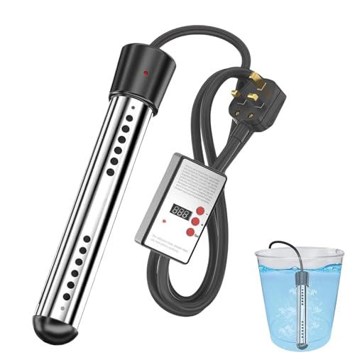 Portable Water Heater Immersion Heater 2000W Fast Heating Portable Water Heater with 304 Stainless Steel Bucket Heater with Digital LCD Thermometer for Home Camping Bath Pool Outdoor (1 pcs)