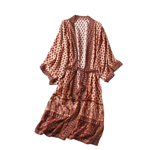 Robe kimono bohème fluide femme manches chauve-souris amples boho