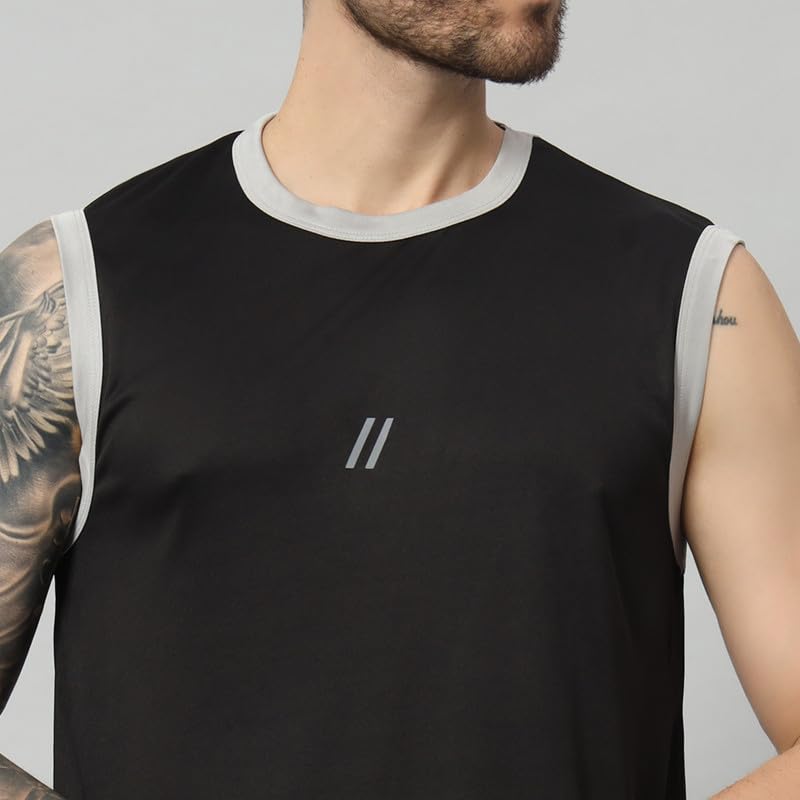 Image of ATICX Men's Polyester Sports Sleeveless T Shirt - Gym Vest, Workout Sando, Training Tank Top, Cut Sleeves Quick Dry Tee for Running, Swimming, Badminton, Fitness & Sports