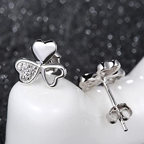 Boucles d'oreilles cœur de mariage et trèfle transparent chic
