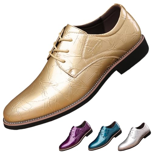 Men's Leather Classic Lace-Up Business Dress Oxfords Fashion Comfortable Pointed Toe Low Heel Derby Shoes Wedding Party Prom Tuxedo Shoes