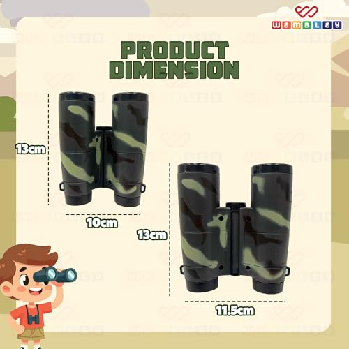 Image of Wembley Army Style Binoculars Toy for Kids | Compact and Portable Birdwatching Outdoor Telescope for Boys and Girls | Binocular Toy with Neck String and Focus Adjustment | Educational Birthday Gift