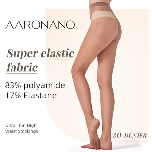 Image of 3 Pairs Sheer Pantyhose for Women T-Crotch Tights 20D Ultra Thin High Waist Stockings