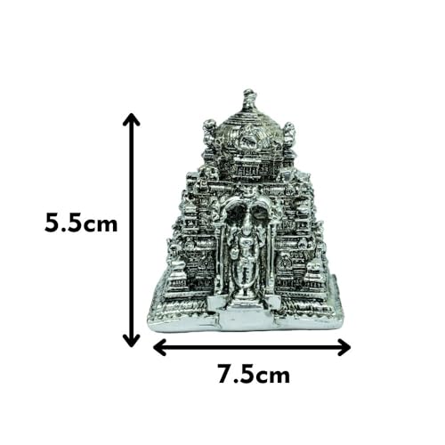 Image of Silver-Plated Balaji Temple | Divine Idol for Peace, Prosperity, Positive Energy & Success | Tirupati Balaji Temple for Home, Office, Business, Gifting & Pooja Room | 5.5cm x 4cm x 7.5cm
