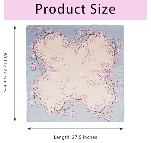 27''x27'' Square Satin Scarf Floral Print Neck Scarfs Bandana Hair Wraps Scarf for Women2