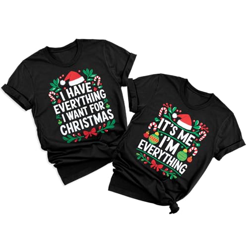Christmas Couples Shirts Merry Christmas Couples Matching Outfits Xmas Holiday Graphic Short Sleeve Tees Top