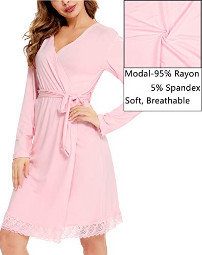 Image of SWOMOG Women's Maternity Nursing Robe Pregnancy Breastfeeding Bathrobes 3 in 1 Labor Delivery Nightgowns
