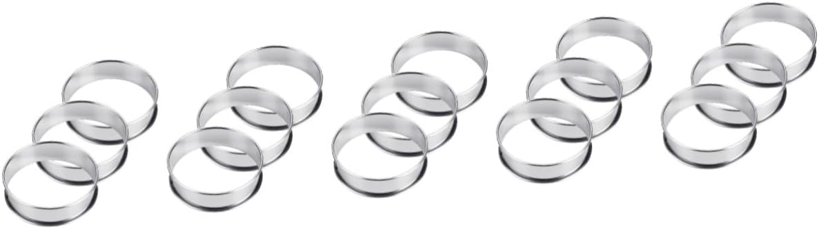 MAGICLULU 15pcs Stainless Steel Pizza Baking Tool Round Muffin Rings Easy Clean Pizza Saucing Ring Non Stick for Home Commercial