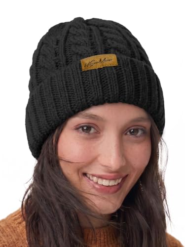 Gorro de invierno para mujer tejido grueso con polar miniatura 1