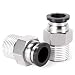 Tailonz Pneumatic Male Straight 1/4 Inch Tube OD x 1/4 Inch NPT Thread Push to Connect Fittings PC-1/4-N2 (Pack of 10)
