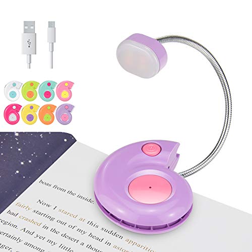 LUXSWAY Rechargeable Book Light, Portable Reading Lamp, Eye Care Book Light for Kid, Bookmark Light for Adult Bookworm -Violet