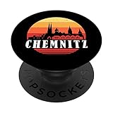 Chemnitz Skyline Sonnenuntergang im Retro Vintage Stil PopSockets mit austauschbarem PopGrip