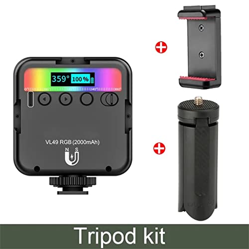 Image of RGB Full Color LED Video Light 2500K-9000K 800LUX Magnetic Mini Fill Extend 3 Cold Shoe 2000mAh Type-c Port(Black)