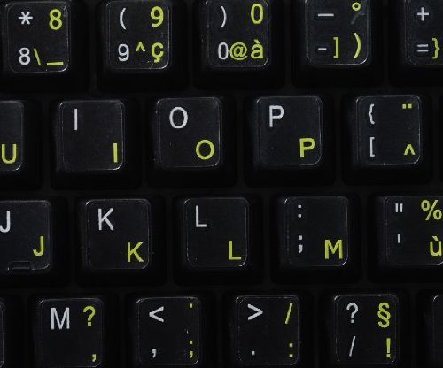 Pegatinas teclado francés AZERTY amarillo transparentes miniatura 3