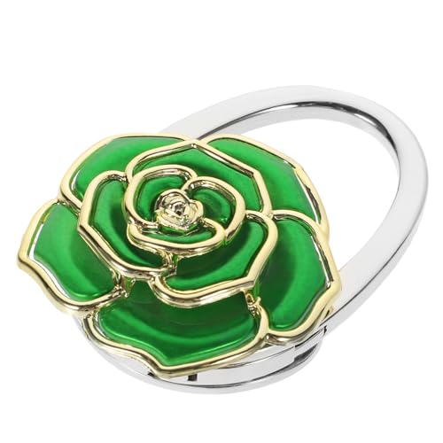 Beavorty Rose Flower Shaped Handbag Hanger Green Purse Holder with Non Slip Back for Secure Use Compact Design for Easy Carrying Stylish Table Hook for Handbags and Purses