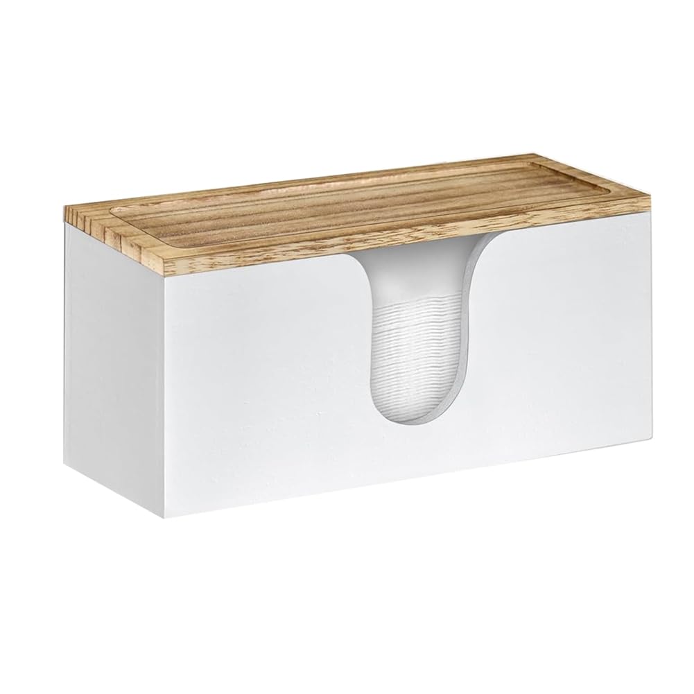 Mircube Bamboo Paper Towel Dispenser Wall Mounted, Folded Paper Towel Holder with Lid, Trifold Hand for Bathroom Kitchen
