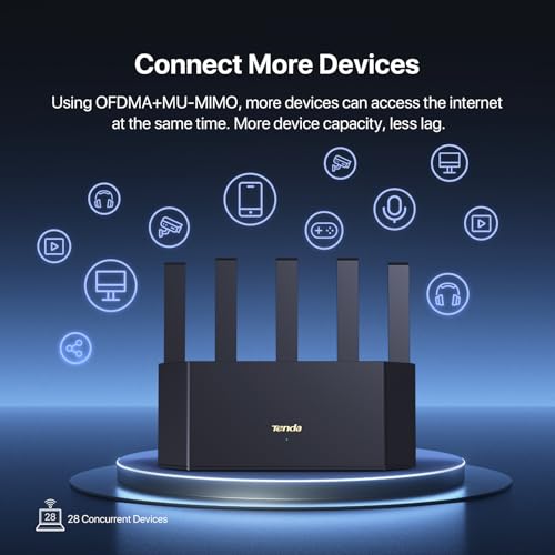 Image of Tenda AX1500 WiFi 6 Router (RX2L Pro)- Smart Dual Band Gigabit WiFi Routers for Home, Vertical Design with 4 GE Ports, Long Range Coverage, VPN Support, WPA3, Easy Setup & Parental Controls