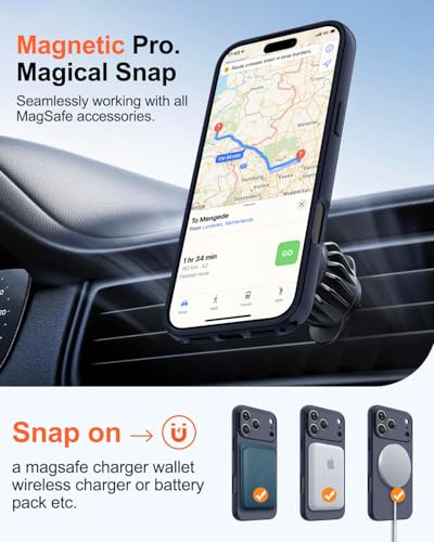 Image of Magnetic for iPhone 17 Pro Case,Shockproof Matte Cover,Deep Blue | with Screen Protector,Compatible with MagSafe,Military Grade Drop Protection,Full Camera Protection,Non-Slip Design Case