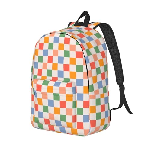Gvgoagl Retro Vintage 60S 70S Checkered Backpack For Girls Boys Women Lightweight Canvas Bookbag Casual Daypack For Travel Outdoor Camping thumb #3