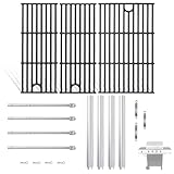 MOASKER Grill Parts Kit for Charbroil Performance 4 Burner 463365021 463350521 463366022 463354021 463365522, 17" Grill Grate Burner Heat Plate Shield Crossover Tube Kit for Charbroil Performance Part