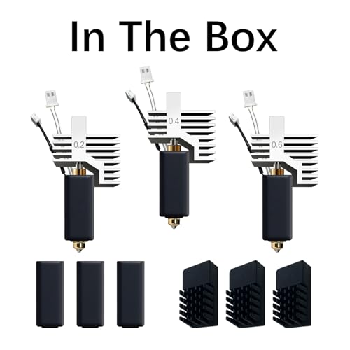 Image of for ELEGOO Centauri Carbon Hotend Kit (3pcs), Pre-Installed 0.2mm /0.4mm /0.6mm Brass Hardened Steel Nozzle, Extruder kit Has Pre-Installed Heat Sink,with 3PK Silicone Socks and 3PK Nozzle Wipes